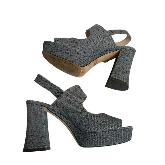 Nine West Denim Retro Platform Heeled Sandals Women’s size 9.5 - Picture 7 of 17